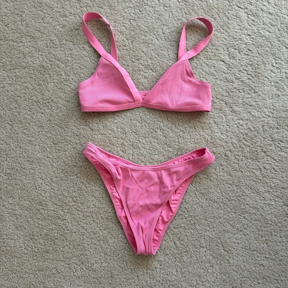 Lspace Pink Ribbed Bikini - Picture 1 of 8